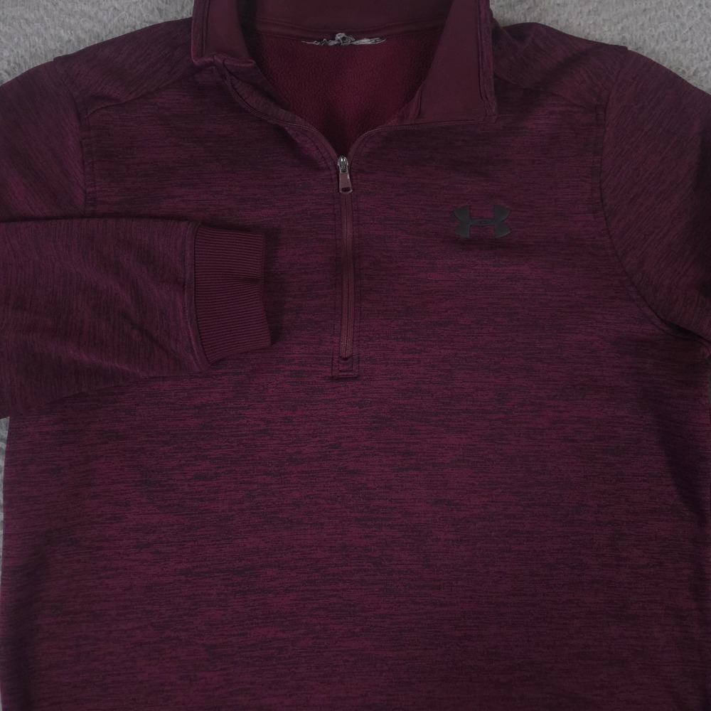 Under Armour Pullover Mens M Maroon Fleece Quarter-Zip Heather Space Dye Sweater